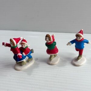 Vintage Mini Ice Skater Figurines Set of 3 Plastic Christmas Village Figures